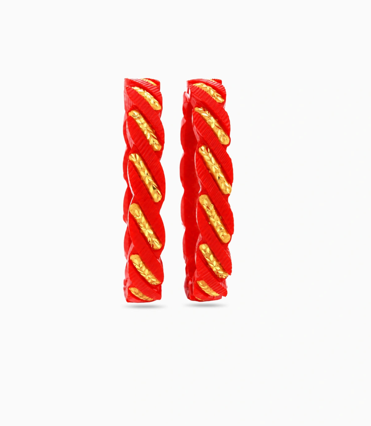Gold Plated Red Wide Pola Bangle Set