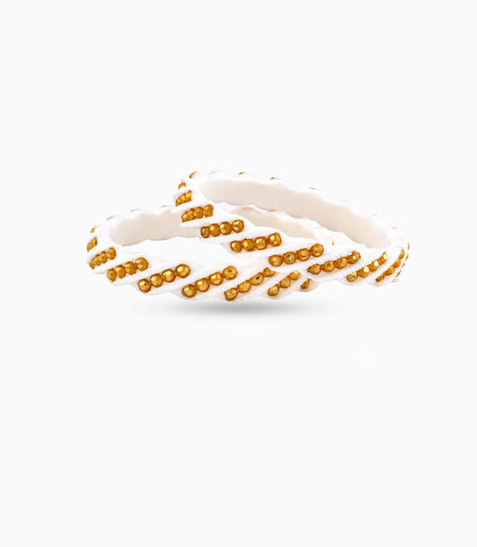 Gold Plated White Twist Pola Bangle Set