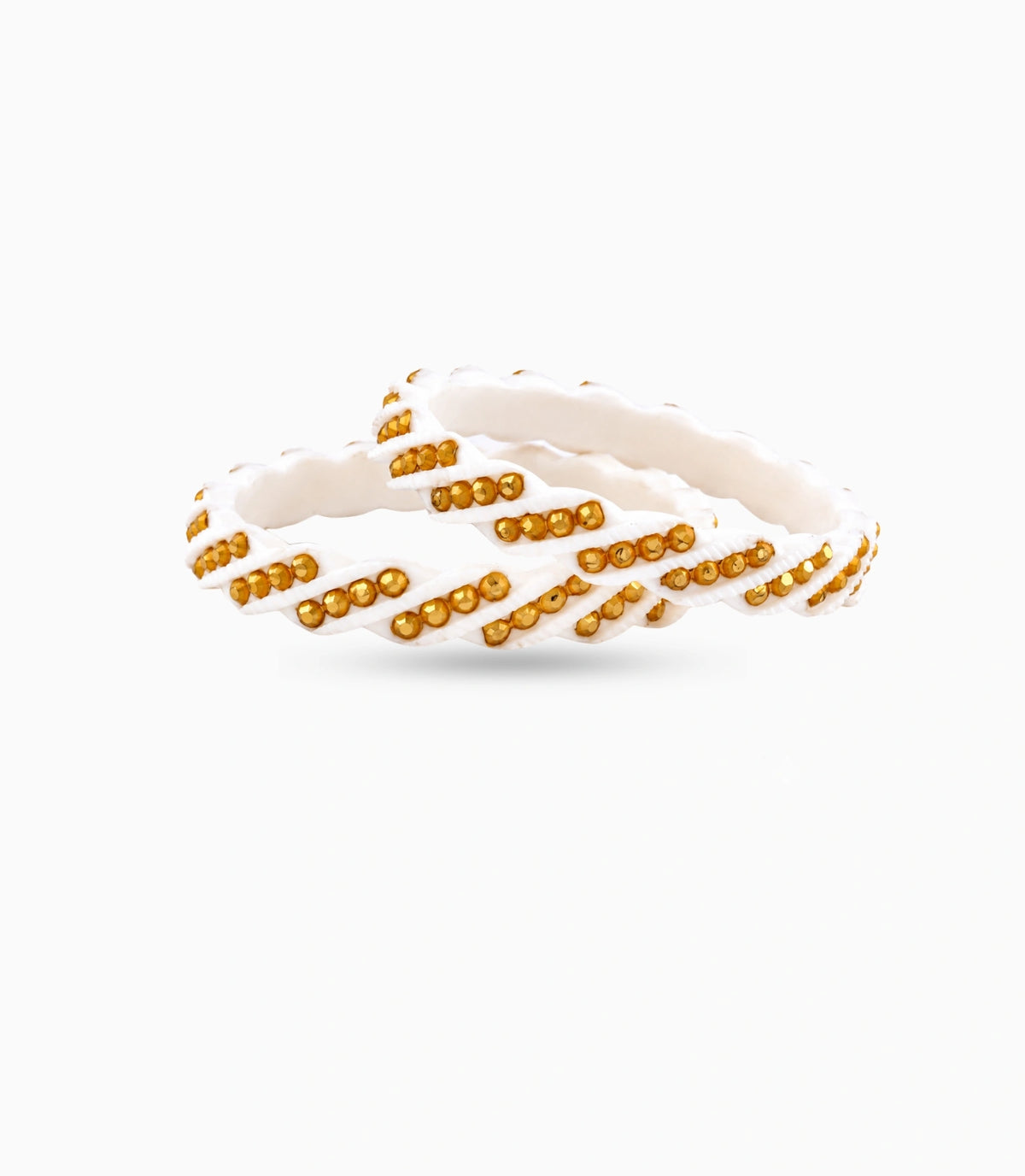 Gold Plated White Twist Pola Bangle Set