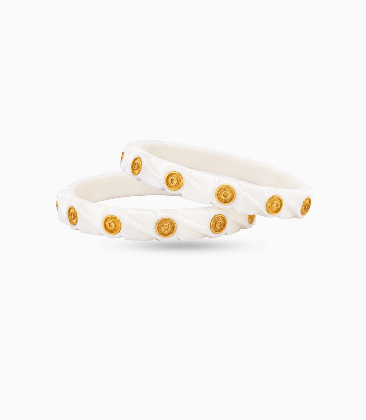 Gold Plated Coin White Pola Bangle Set