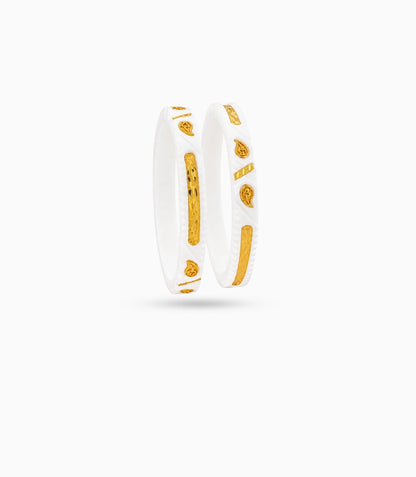 Gold Plated White Divine Pola Bangle Set