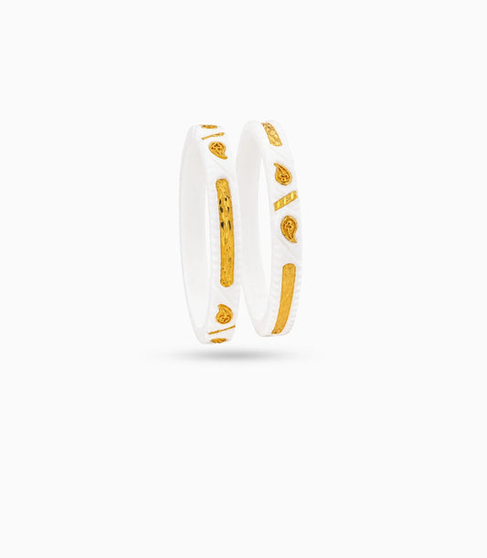 Gold Plated White Divine Pola Bangle Set