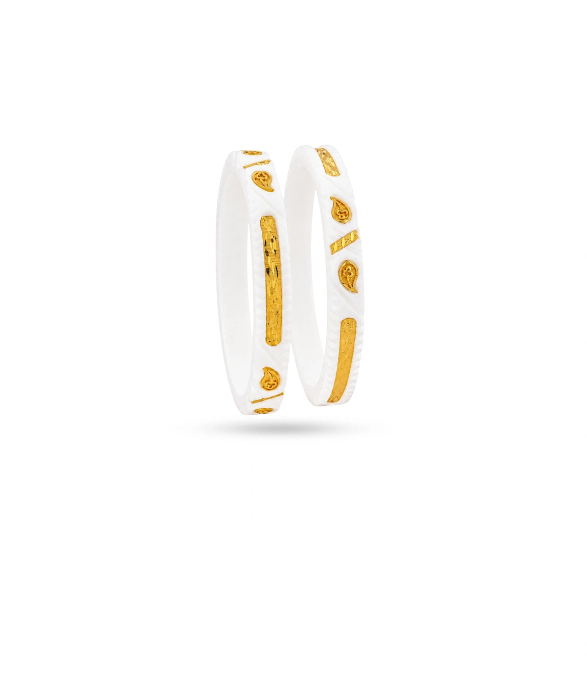 Gold Plated White Divine Pola Bangle Set