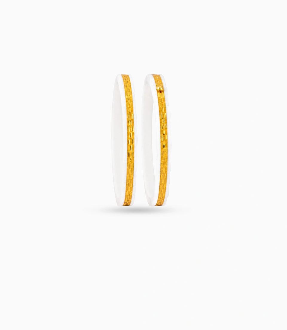 Gold Plated White Classic Pola Bangle Set