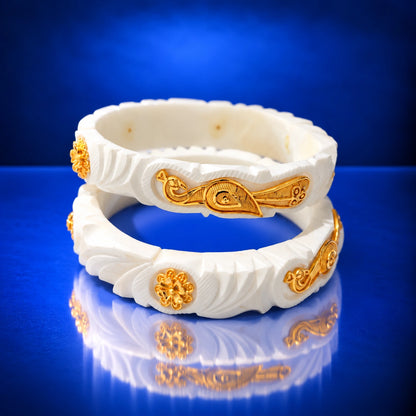Gold Plated Royal Peacock Sakha Bangle Set