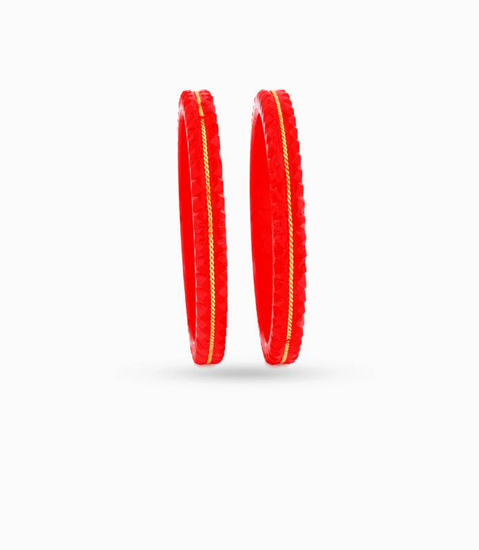 Gold Plated Red Lite Pola Bangle Set