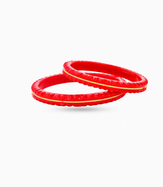 Gold Plated Red Lite Pola Bangle Set