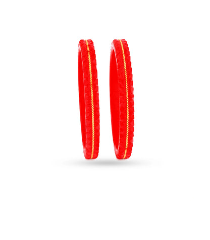 Gold Plated Red Lite Pola Bangle Set