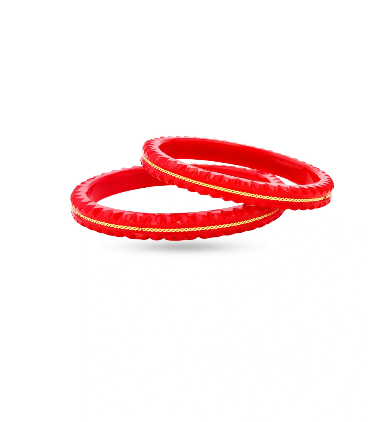 Gold Plated Red Lite Pola Bangle Set
