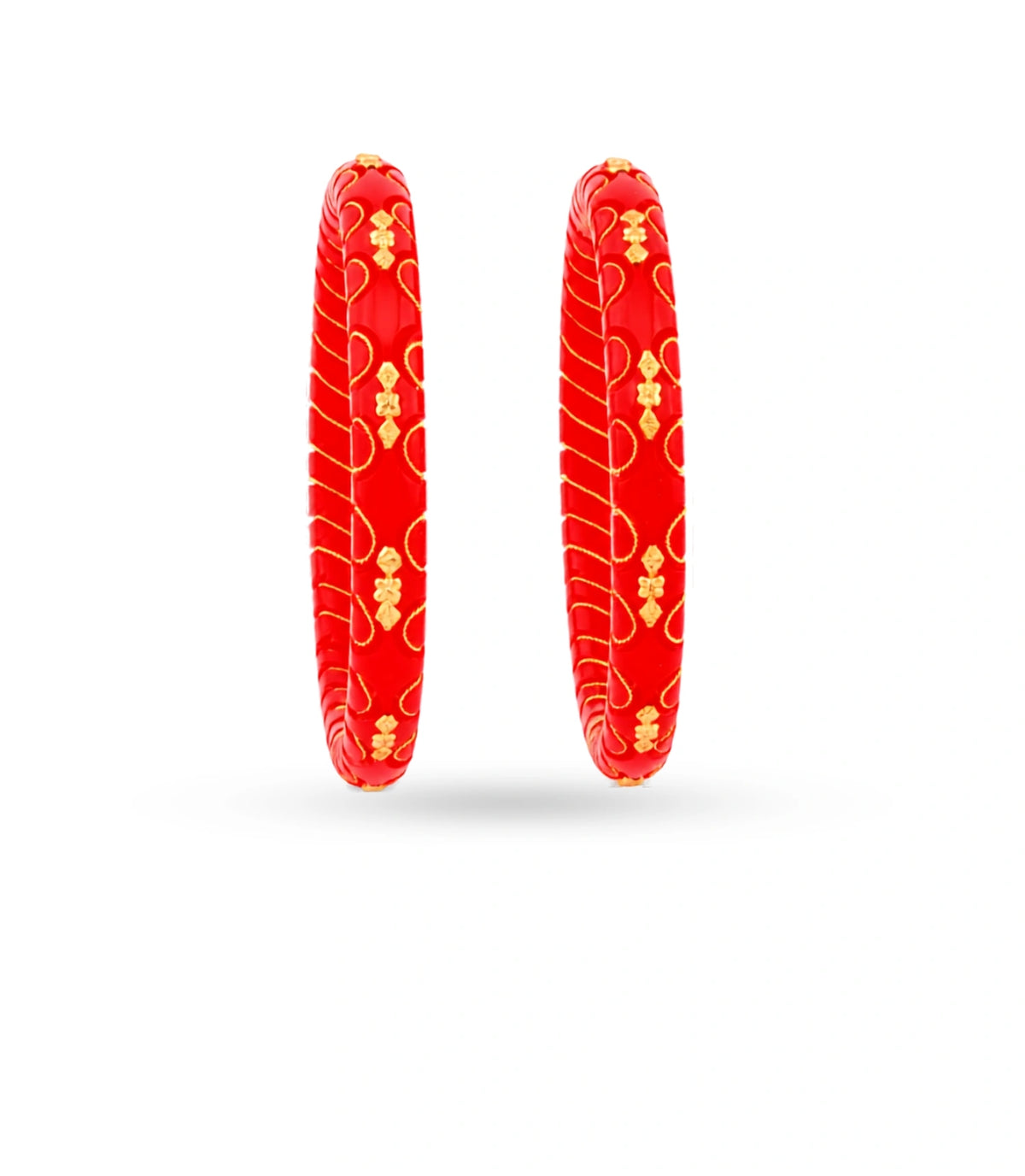 Gold Plated Red Designing Pola Bangle Set