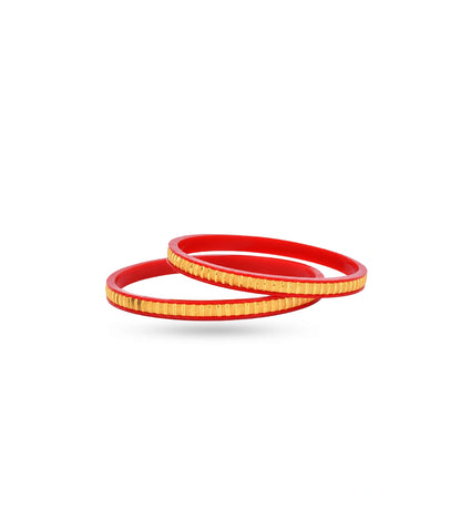 Gold Plated Textured Pola Bangle Set