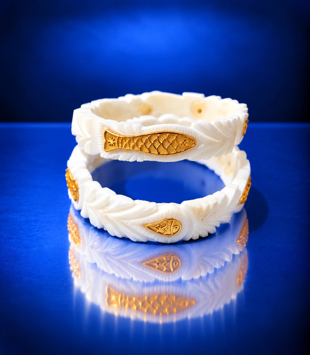 Gold Plated Traditional Fish Sakha Bangle Set