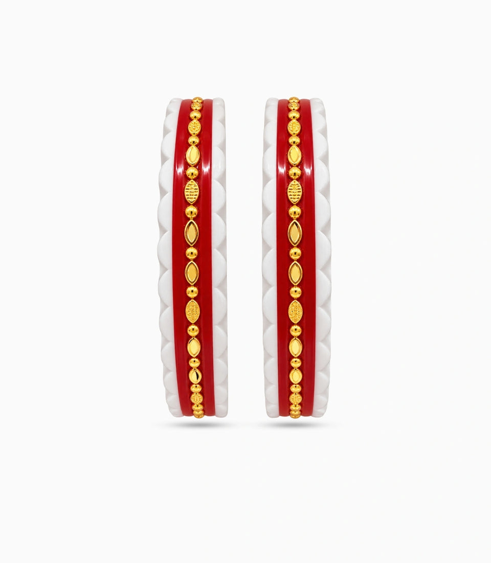 Gold Plated Dual Tone Sankha Pola Bangle Set