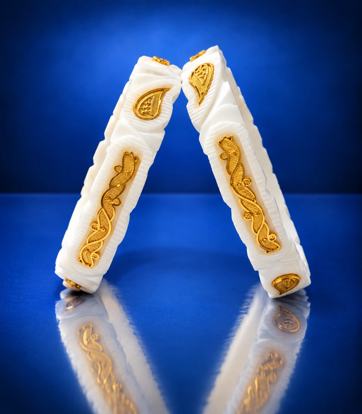 Gold Plated Paisley & Wave Sakha Bangle Set