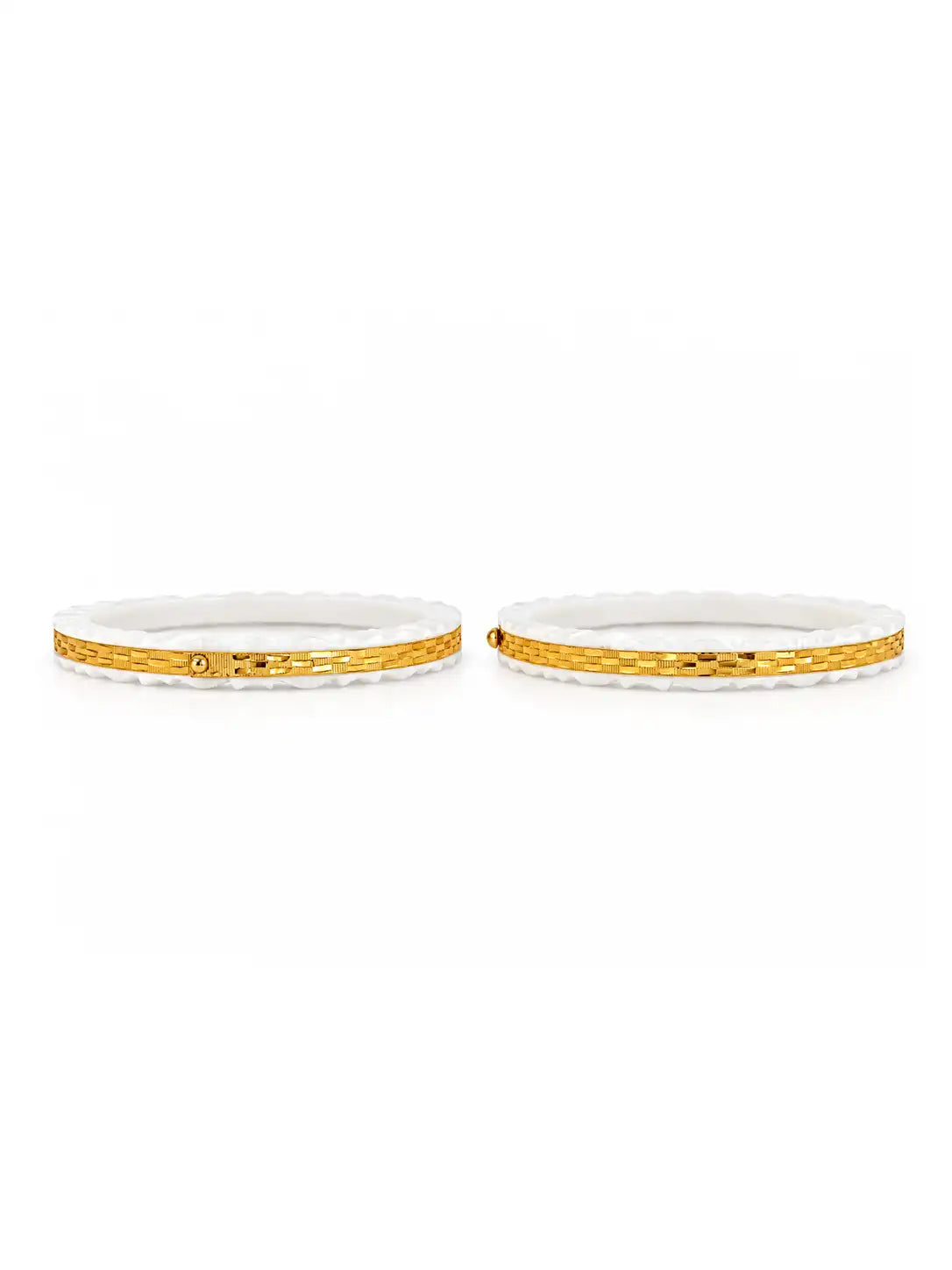 Gold Plated White Classic Sakha Bangle Set
