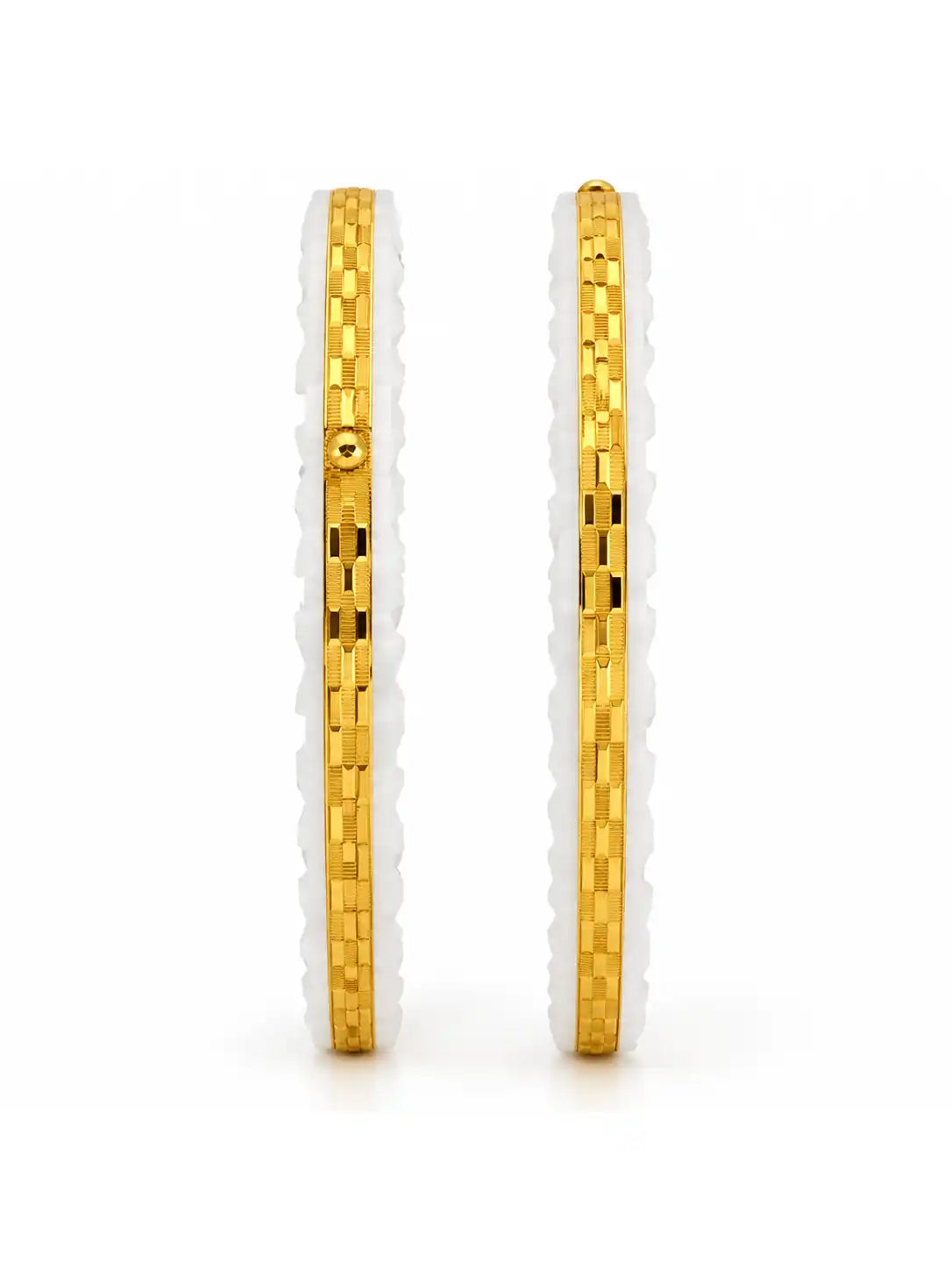 Gold Plated White Classic Sakha Bangle Set