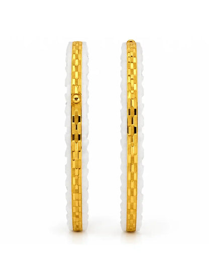 Gold Plated White Classic Sakha Bangle Set