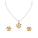 Gold Plated Floral Starburst Single Strand Pearl Necklace Set