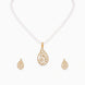 Gold Plated Paisley Single Strand Pearl Necklace Set