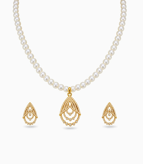 Gold Plated Minimalist Single Strand Pearl Necklace