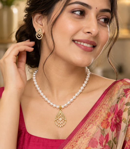 Gold Plated Minimalist Single Strand Pearl Necklace