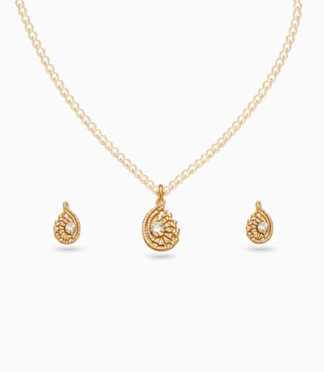 Gold Plated Modern Single Strand Pearl Necklace