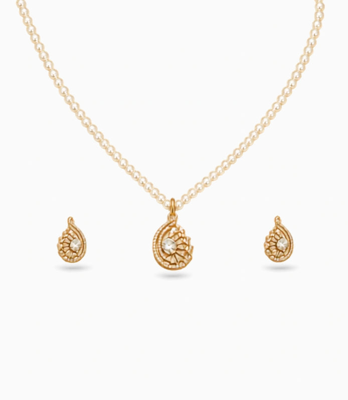 Gold Plated Modern Single Strand Pearl Necklace