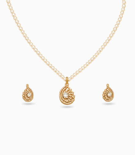 Gold Plated Modern Single Strand Pearl Necklace