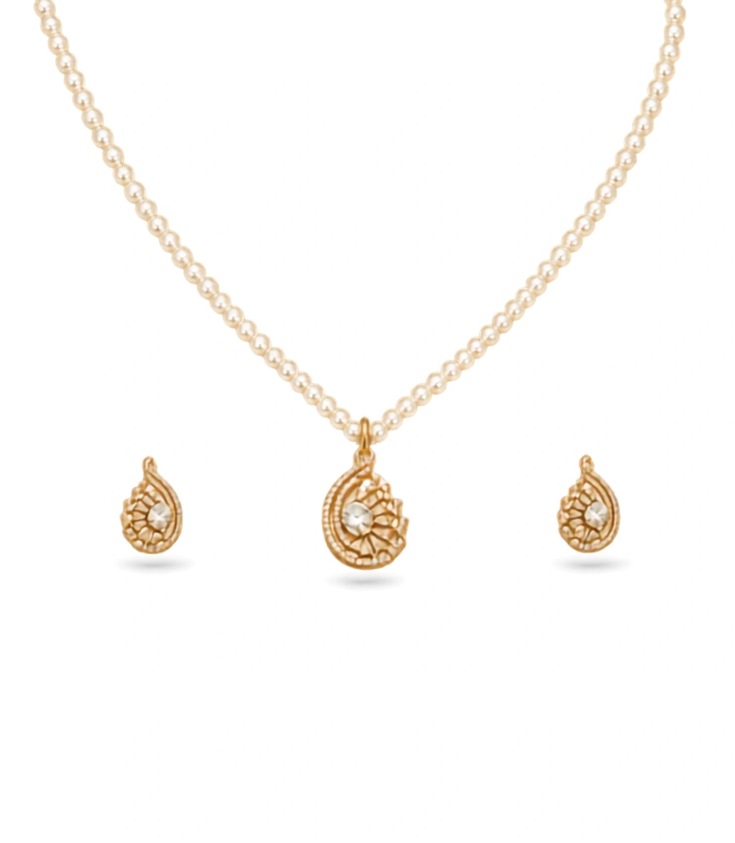 Gold Plated Modern Single Strand Pearl Necklace