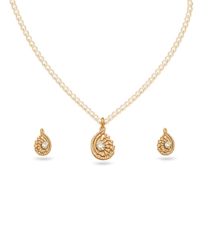Gold Plated Modern Single Strand Pearl Necklace