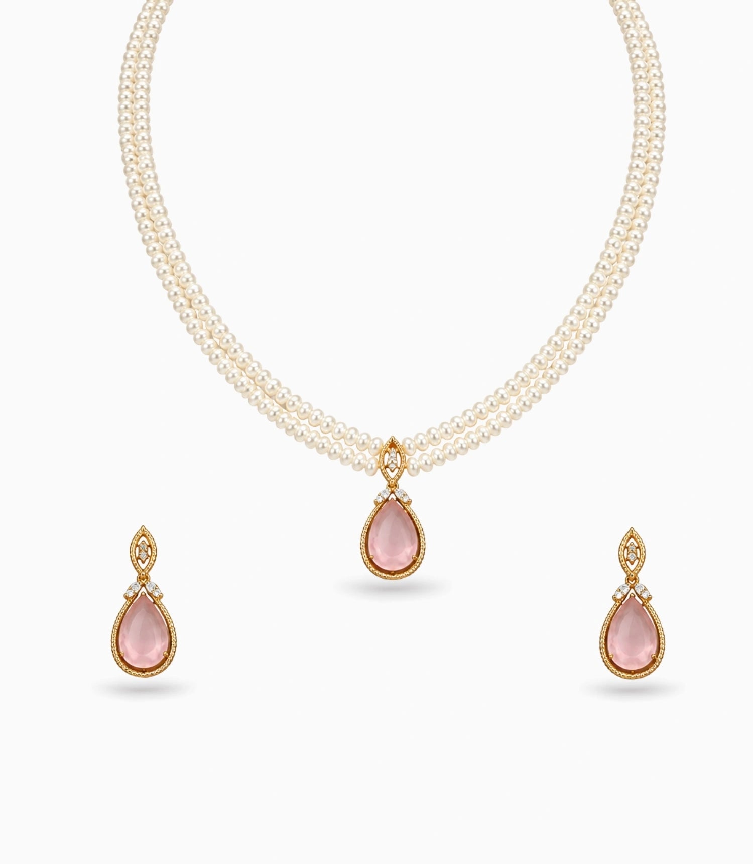 Gold Plated Glamorous Multi Strand Pearl Necklace