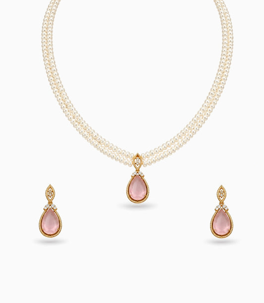 Gold Plated Glamorous Multi Strand Pearl Necklace