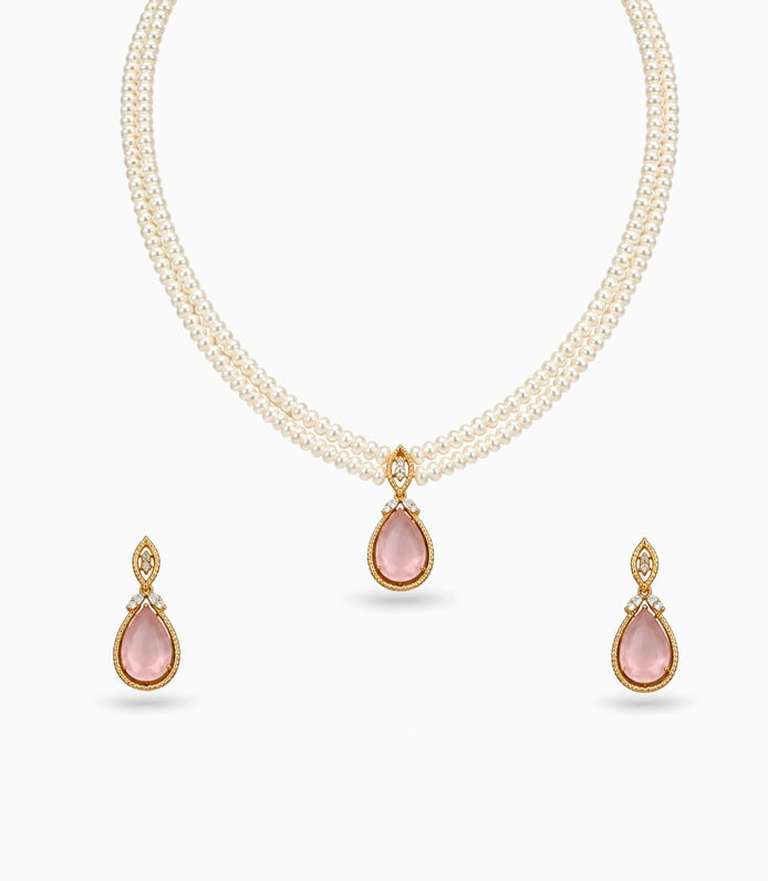 Gold Plated Glamorous Multi Strand Pearl Necklace