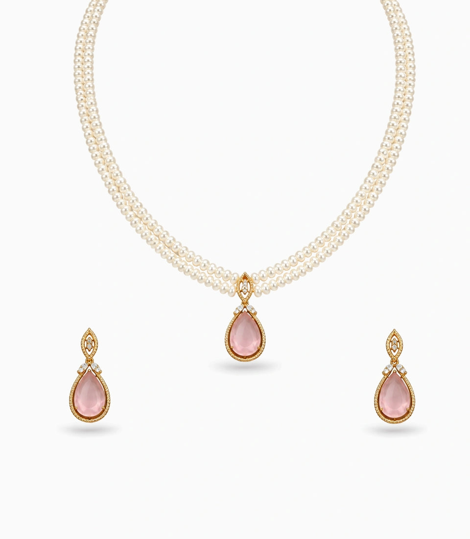 Gold Plated Glamorous Multi Strand Pearl Necklace
