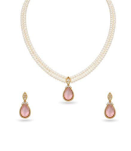 Gold Plated Glamorous Multi Strand Pearl Necklace