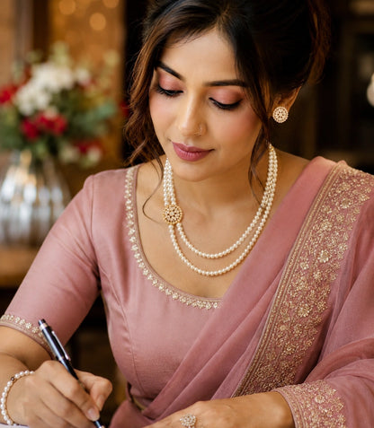 Gold Plated Dramatic Multi Strand Pearl Necklace