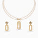 Gold Plated Rose Multi Strand Pearl Necklace