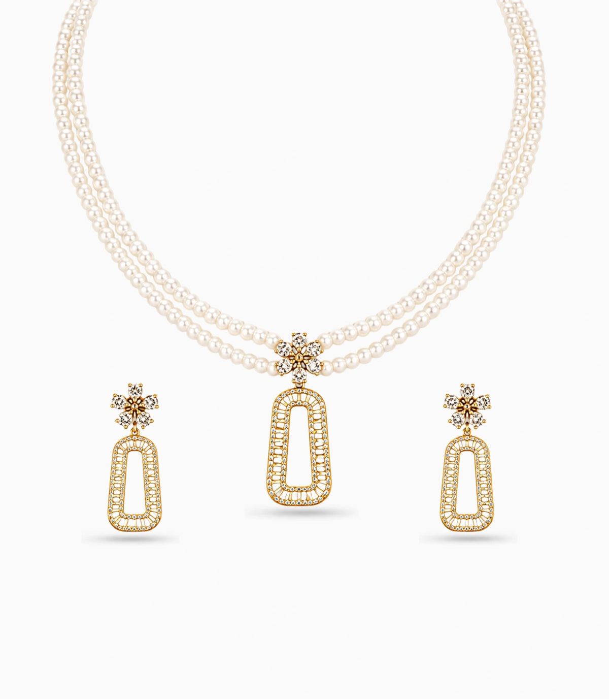 Gold Plated Anti Tarnish Multi Strand Pearl Necklace
