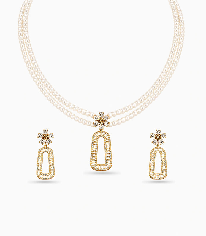 Gold Plated Anti Tarnish Multi Strand Pearl Necklace
