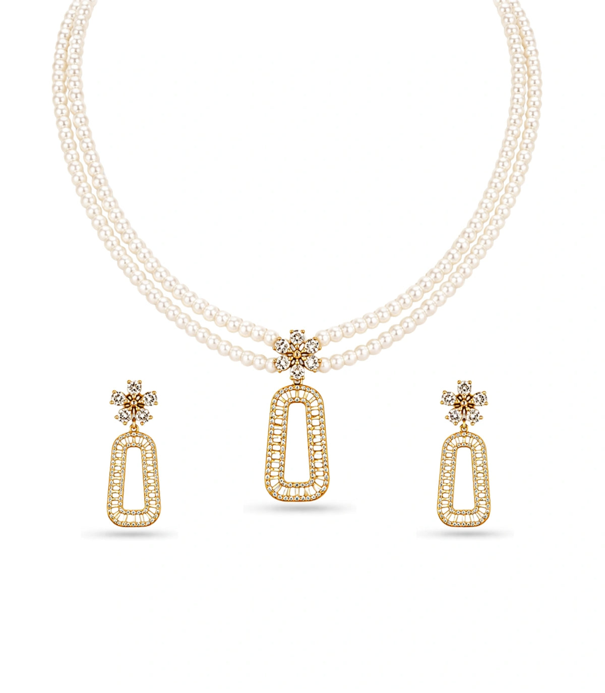 Gold Plated Anti Tarnish Multi Strand Pearl Necklace