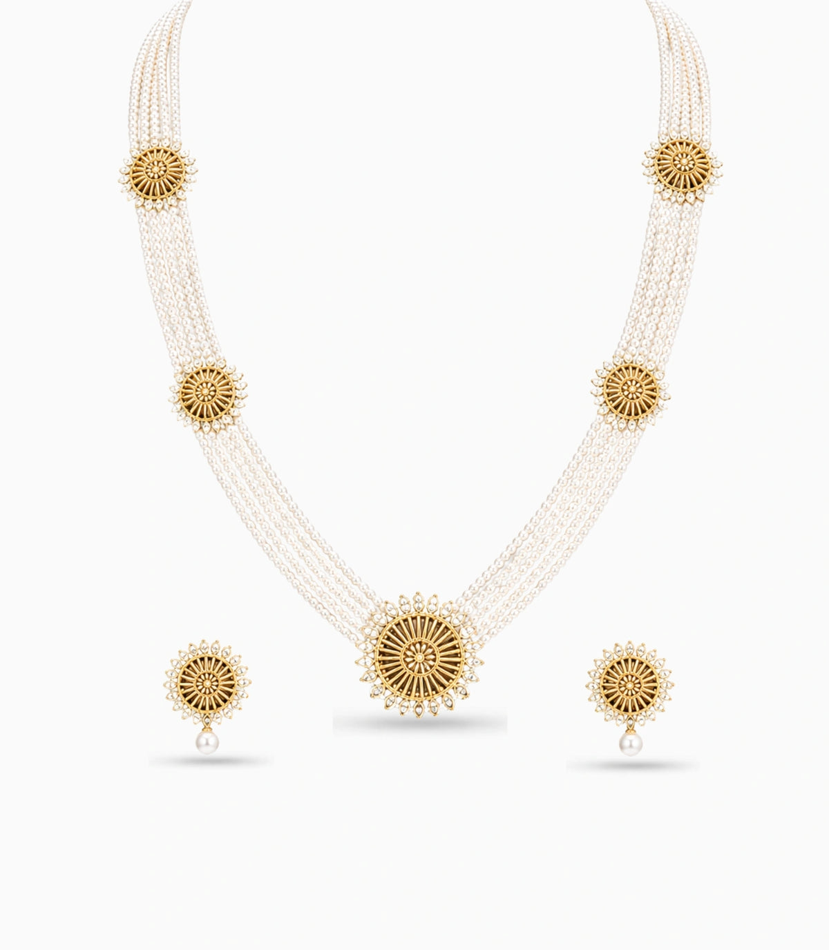 Gold Plated Pearl Radiance Multi Strand Pearl Necklace