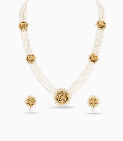 Gold Plated Pearl Radiance Multi Strand Pearl Necklace