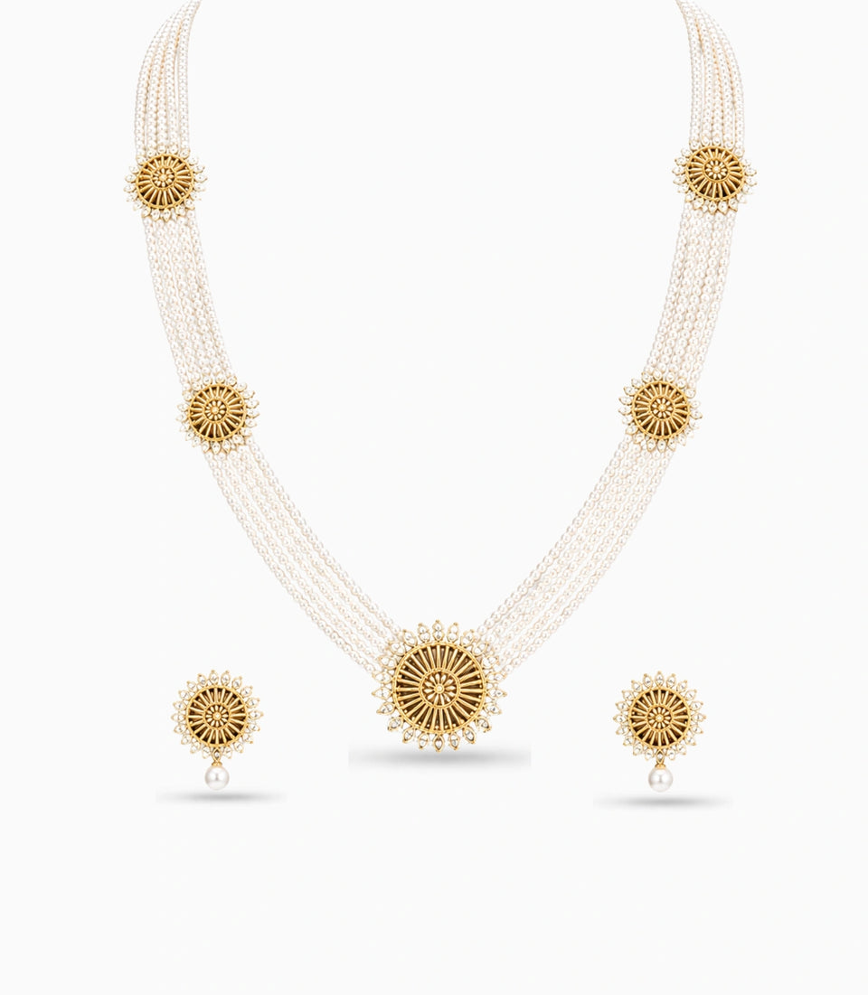 Gold Plated Pearl Radiance Multi Strand Pearl Necklace