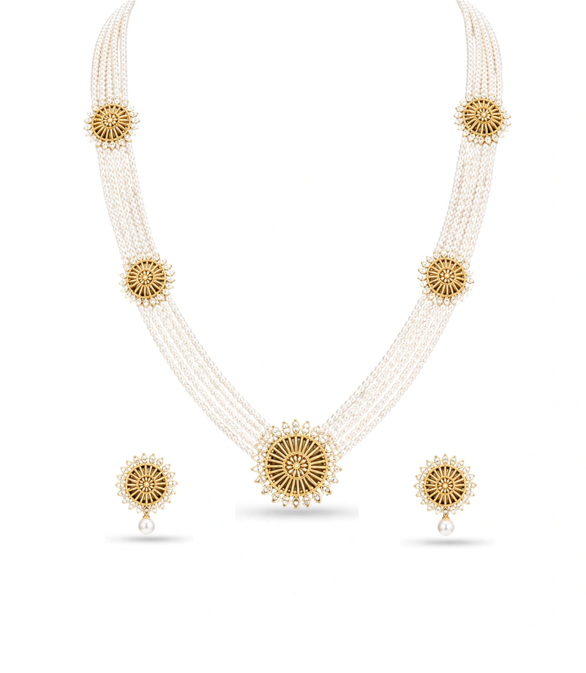 Gold Plated Pearl Radiance Multi Strand Pearl Necklace