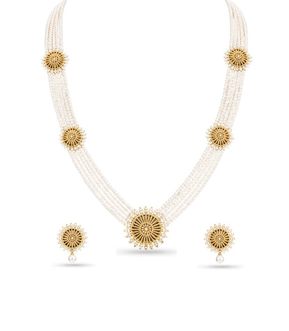 Gold Plated Pearl Radiance Multi Strand Pearl Necklace