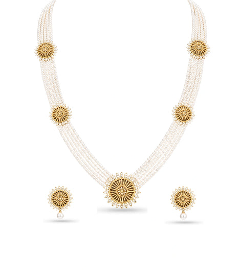 Gold Plated Pearl Radiance Multi Strand Pearl Necklace