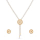 Gold Plated Long Single Strand Pearl Necklace Set