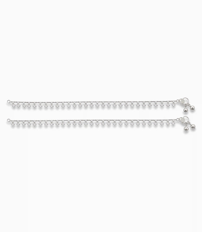 Rhodium Plated Everyday Sleek Anklet