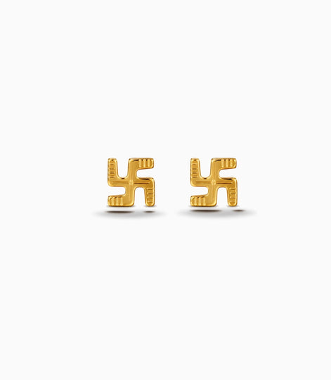 Gold Plated Swastik Stud Earrings