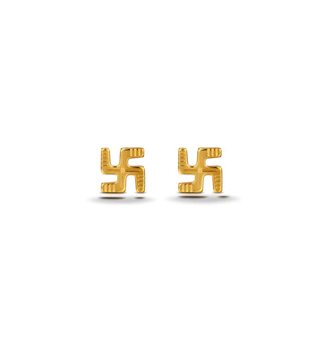 Gold Plated Swastik Stud Earrings